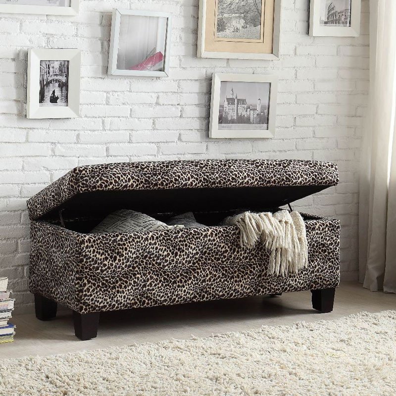 Clair Lift Top Storage Bench Leopard Homelegance Furniture Cart