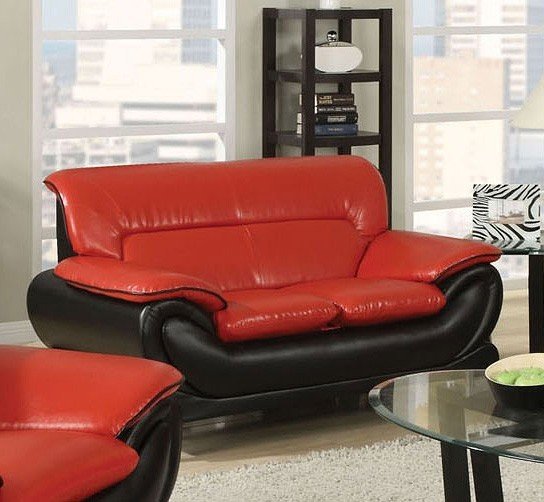 Orel Loveseat Red And Black Acme Furniture Cart Orel Loveseat Red And Black