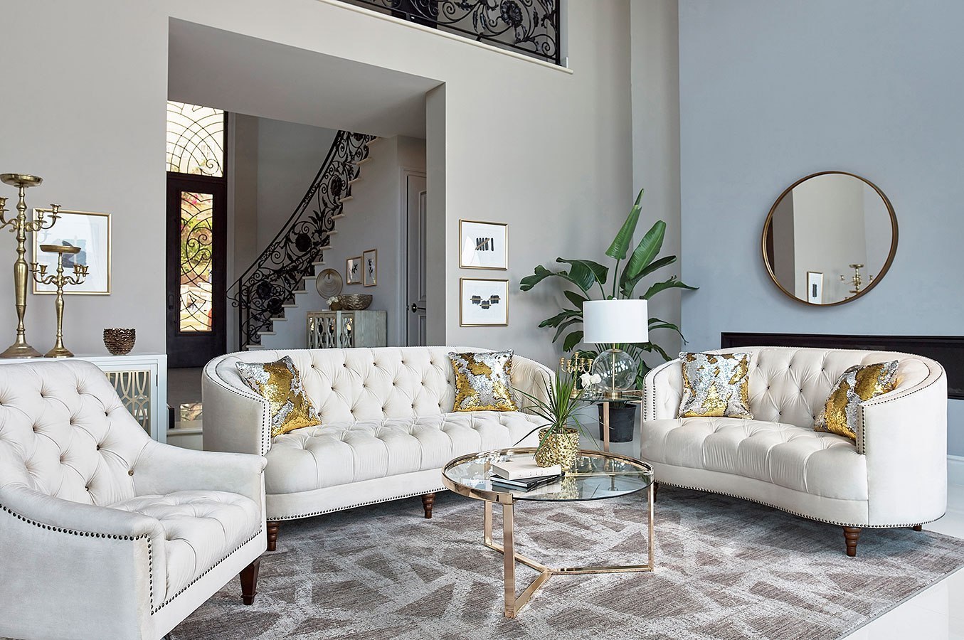 all-white living room furniture