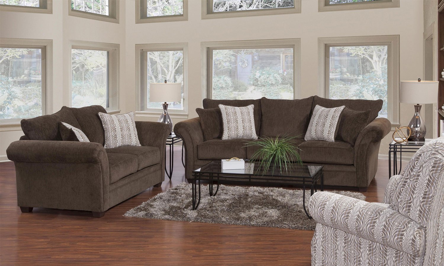 5100 Series Furby Chocolate Living Room Set Hughes Furniture ...