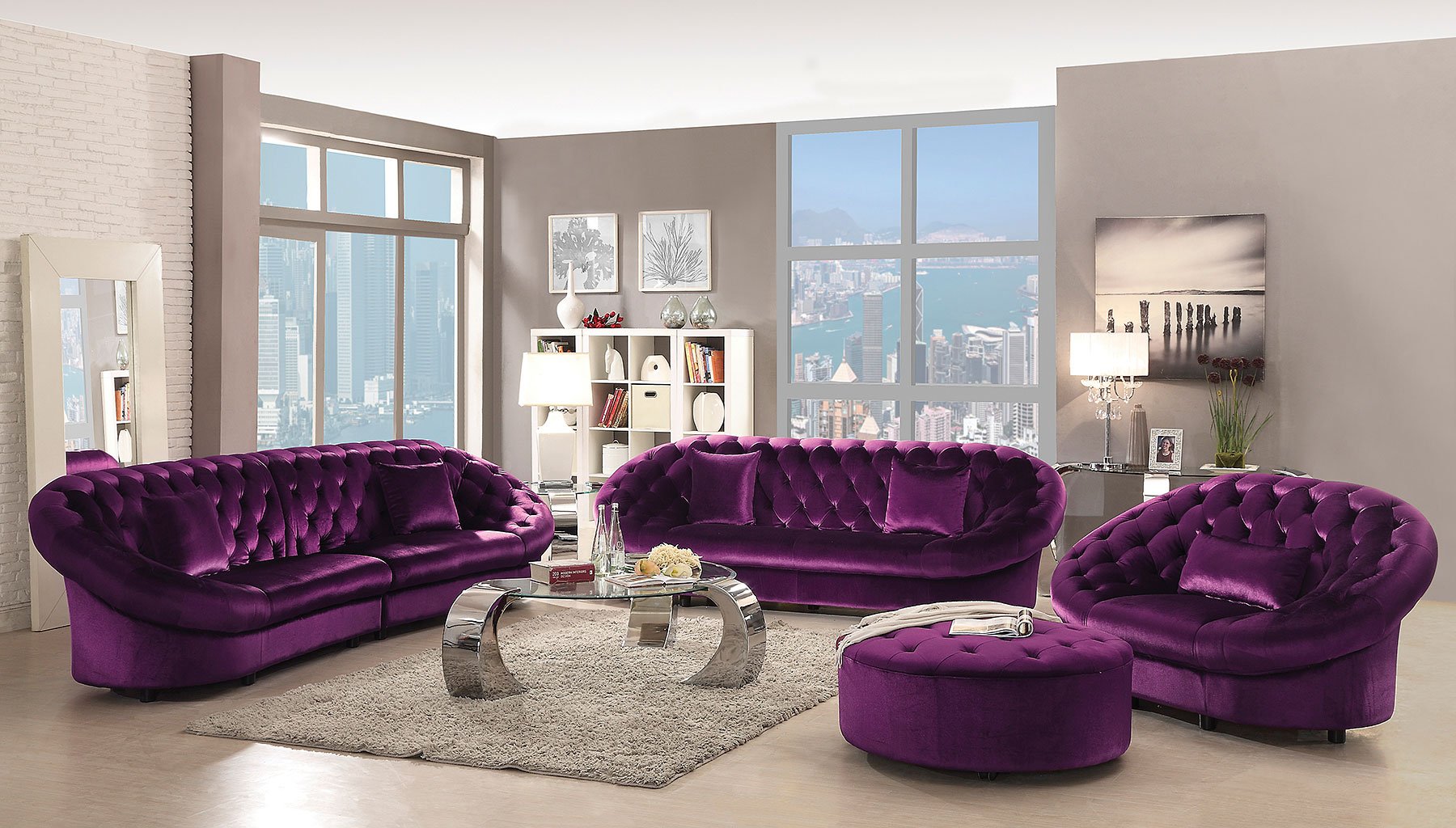 Romanus Living Room Set Purple Coaster Furniture Furniture Cart