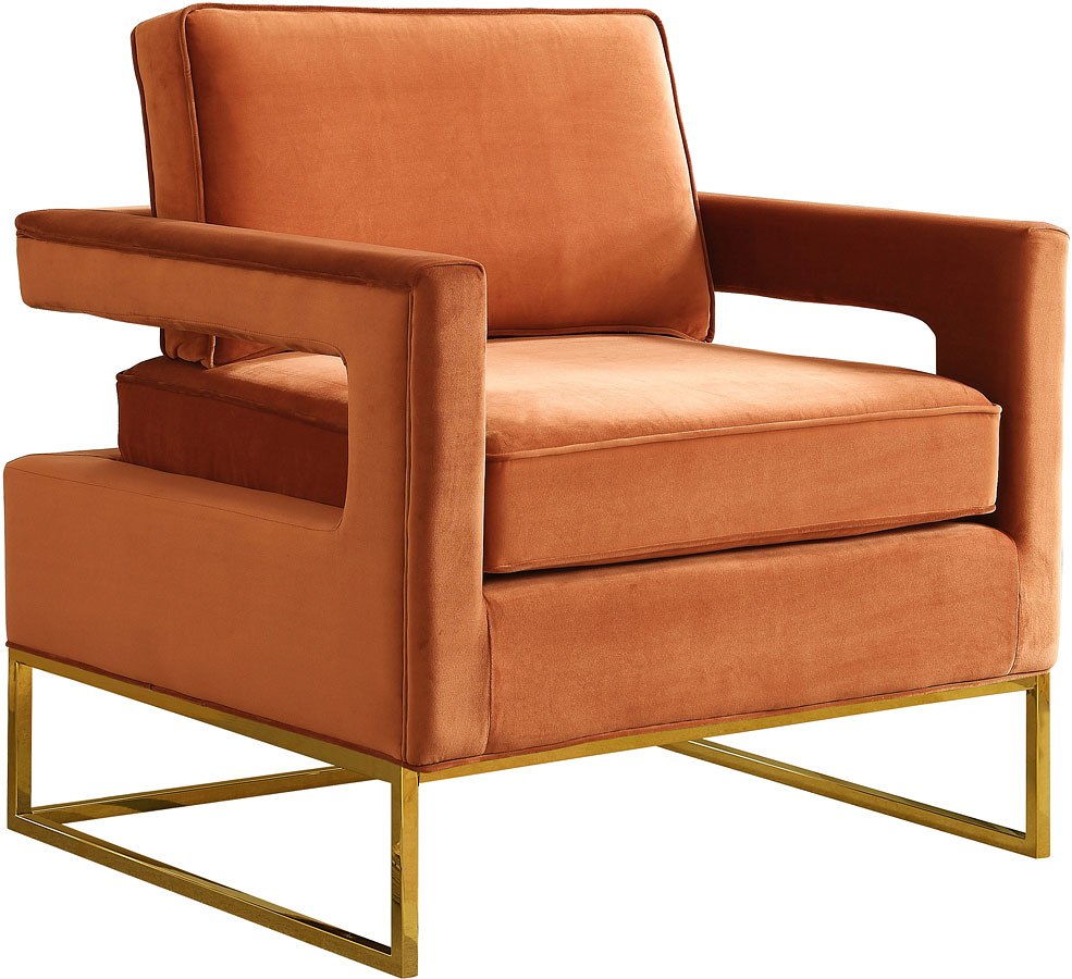 Noah Velvet Accent Chair (Cognac) Meridian Furniture | Furniture Cart