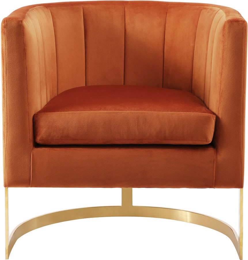 Carter Velvet Accent Chair (Cognac) Meridian Furniture