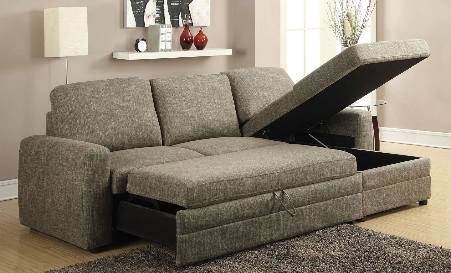 Derwyn PullOut Bed Sectional Acme Furniture Furniture Cart