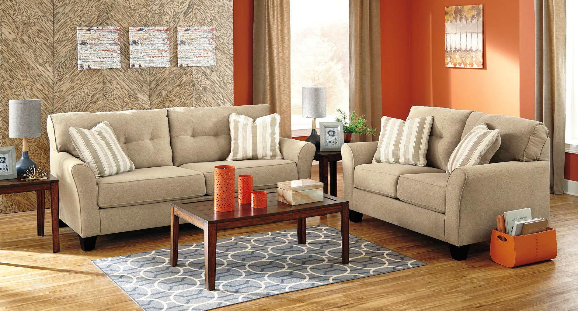 Laryn Khaki Living Room Set BenchCraft, 1 Reviews | Furniture Cart