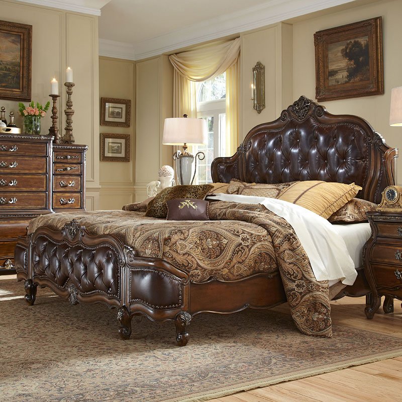 lavelle melange leather mansion bed aico furniture | furniture cart