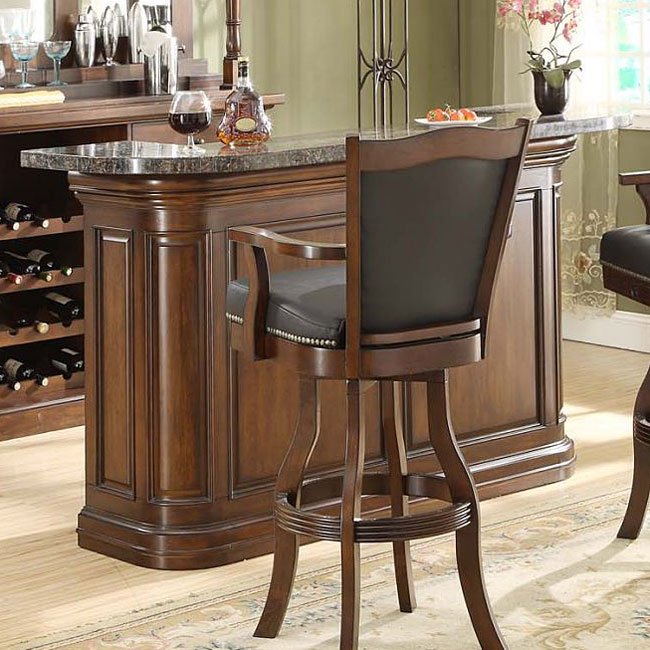 Preston Granite Top Home Bar Distressed Walnut Eci Furniture 1