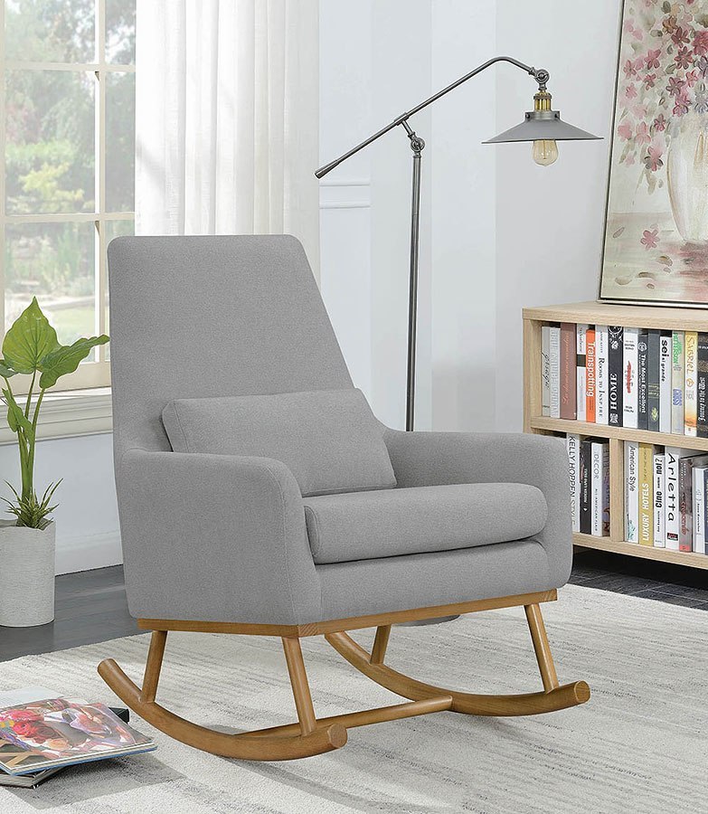 Grey Rocking Chair W/ Lumbar Pillow Coaster Furniture