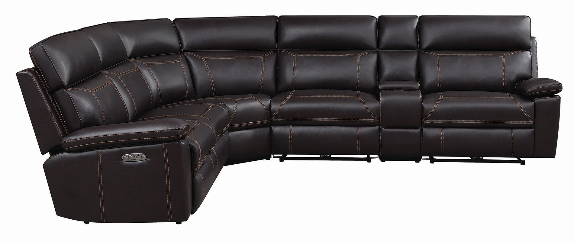 Albany Modular Power Reclining Sectional W/ Power Headrests (Brown