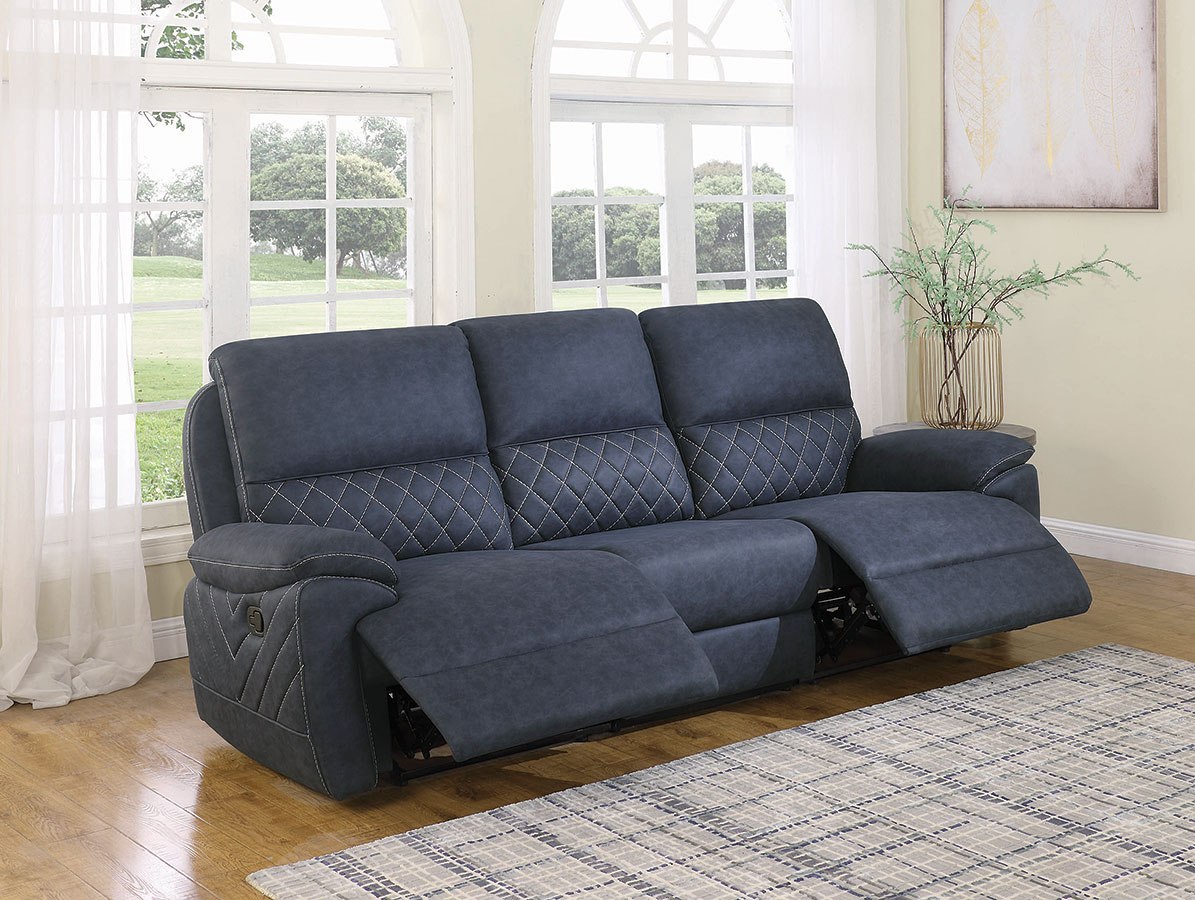 Variel Reclining Sofa (Blue) Coaster Furniture | Furniture Cart