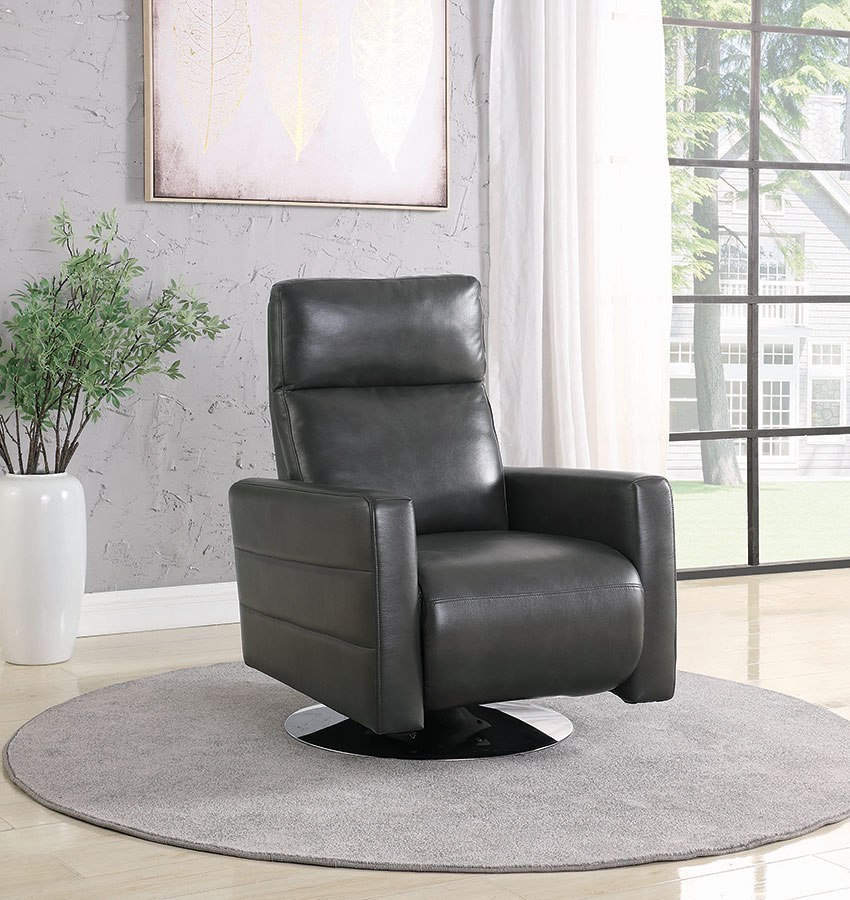 Grey Swivel Push Back Recliner Coaster Furniture Furniture Cart