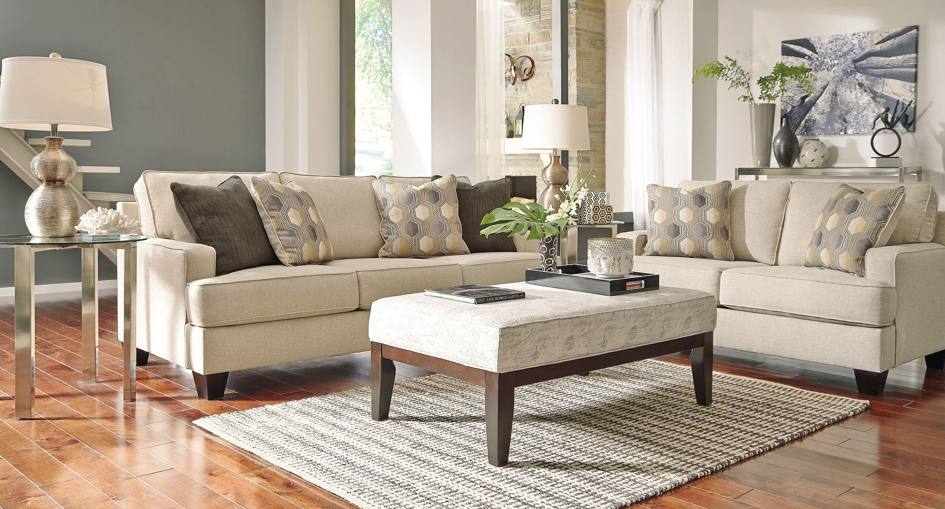 Brielyn Linen Living Room Set BenchCraft, 1 Reviews | Furniture Cart
