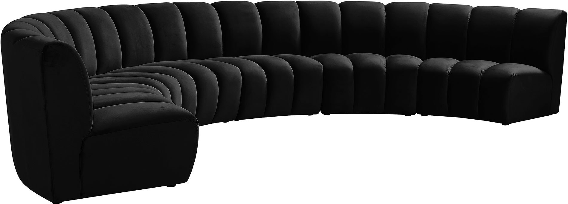 Infinity Black Velvet 6Piece Modular Sectional Meridian Furniture