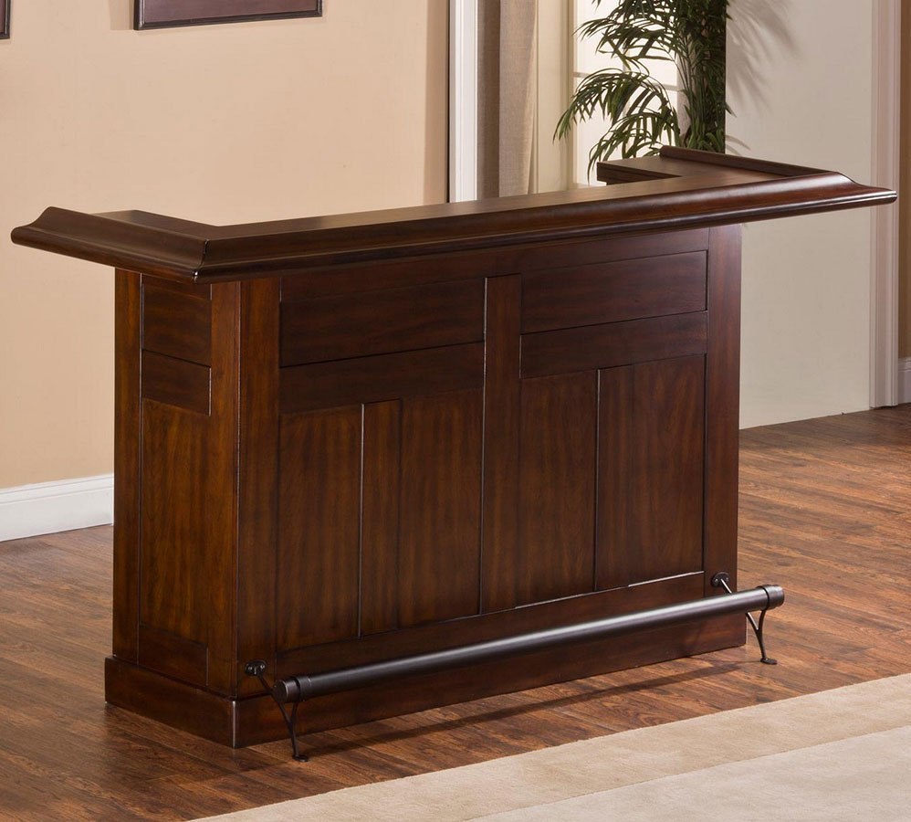 Classic Brown Cherry Large Home Bar W/ Side Bar Hillsdale Furniture ...