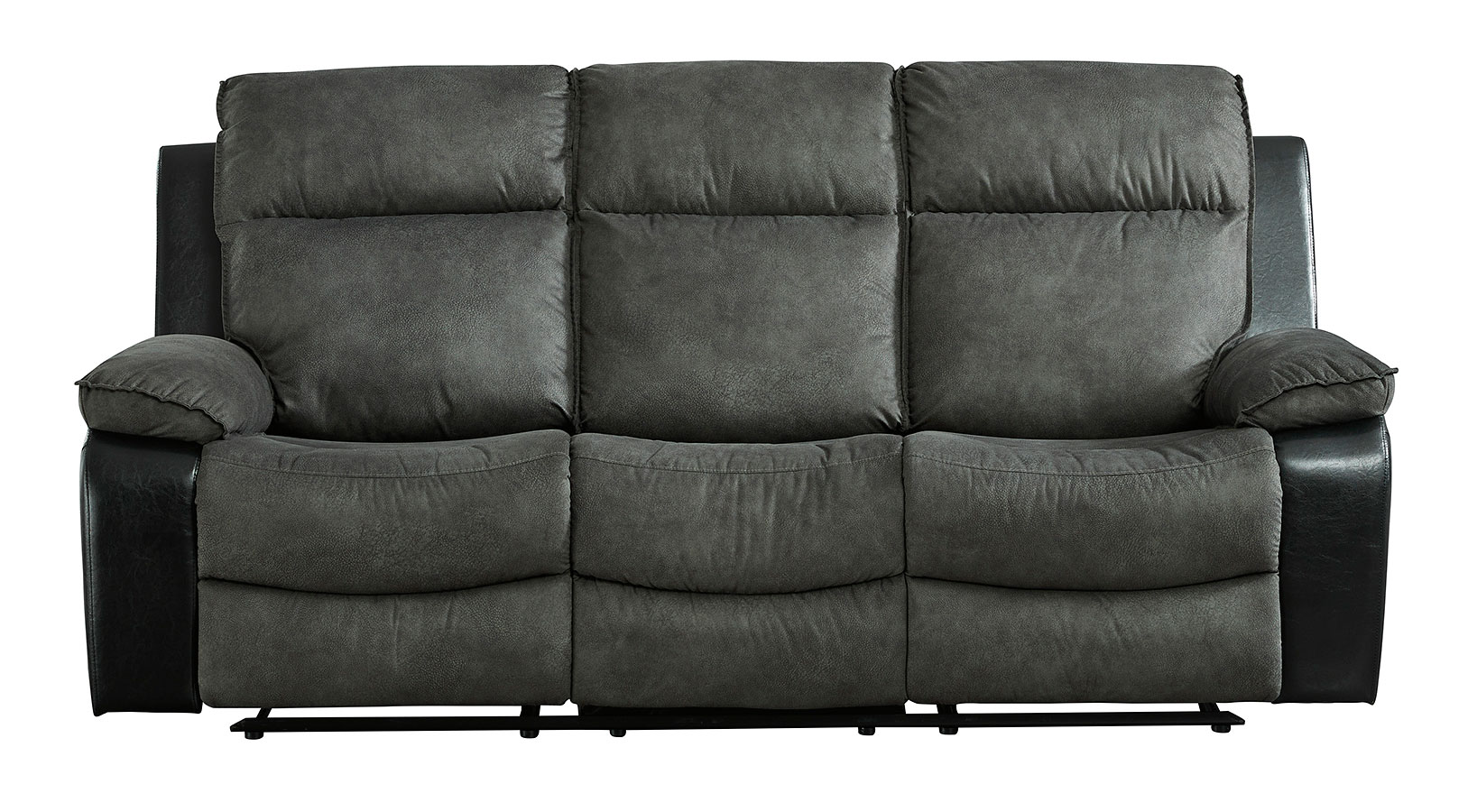 woodsway gray faux leather reclining sofa
