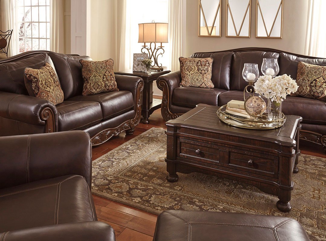 Mellwood Walnut Living Room Set Signature Design, 3 Reviews | Furniture ...