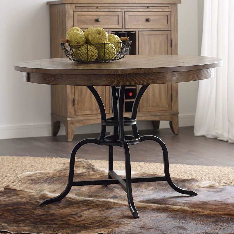 The Nook 54 Inch Round Metal Dining Table (Oak) Kincaid ...