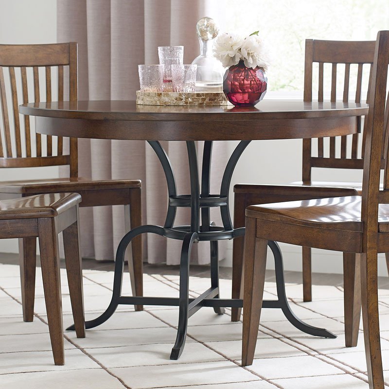 The Nook 44 Inch Round Metal Dining Table Maple Kincaid