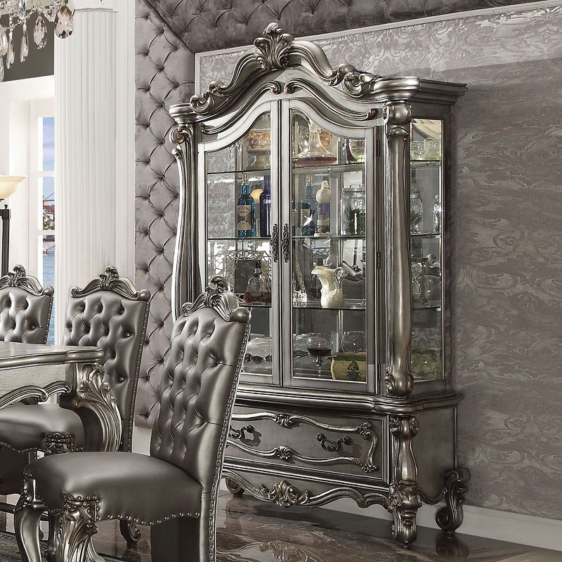 Versailles Curio Cabinet Antique Platinum Acme Furniture