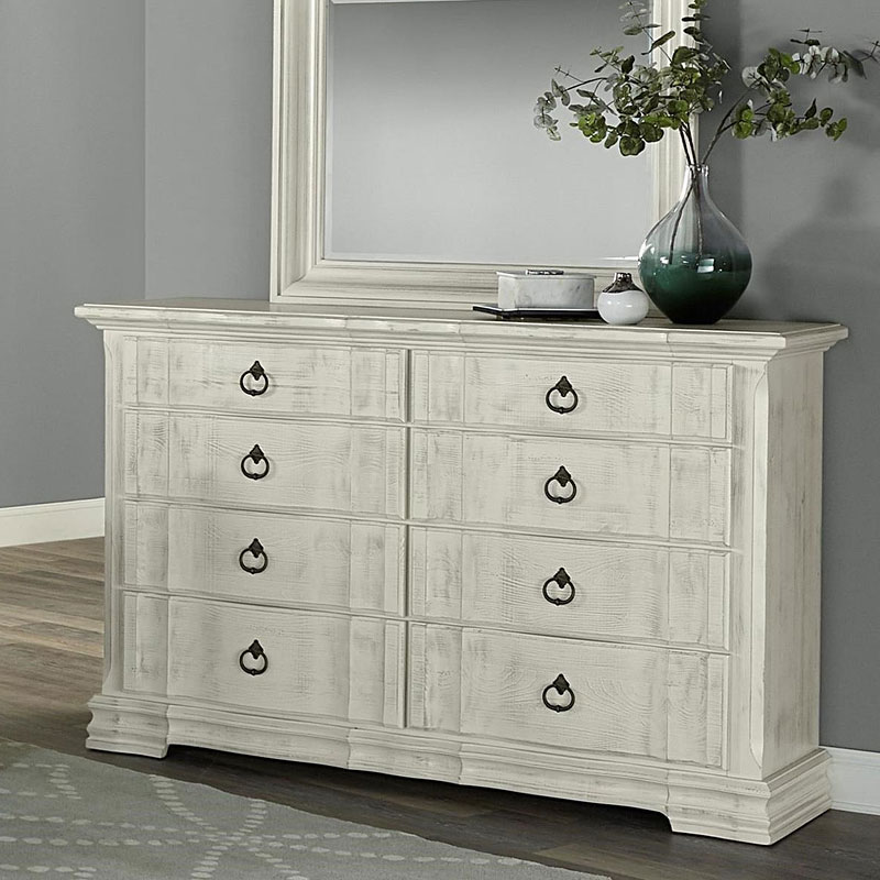Rustic Hills Dresser (Weathered White) Vaughan Bassett | Furniture Cart
