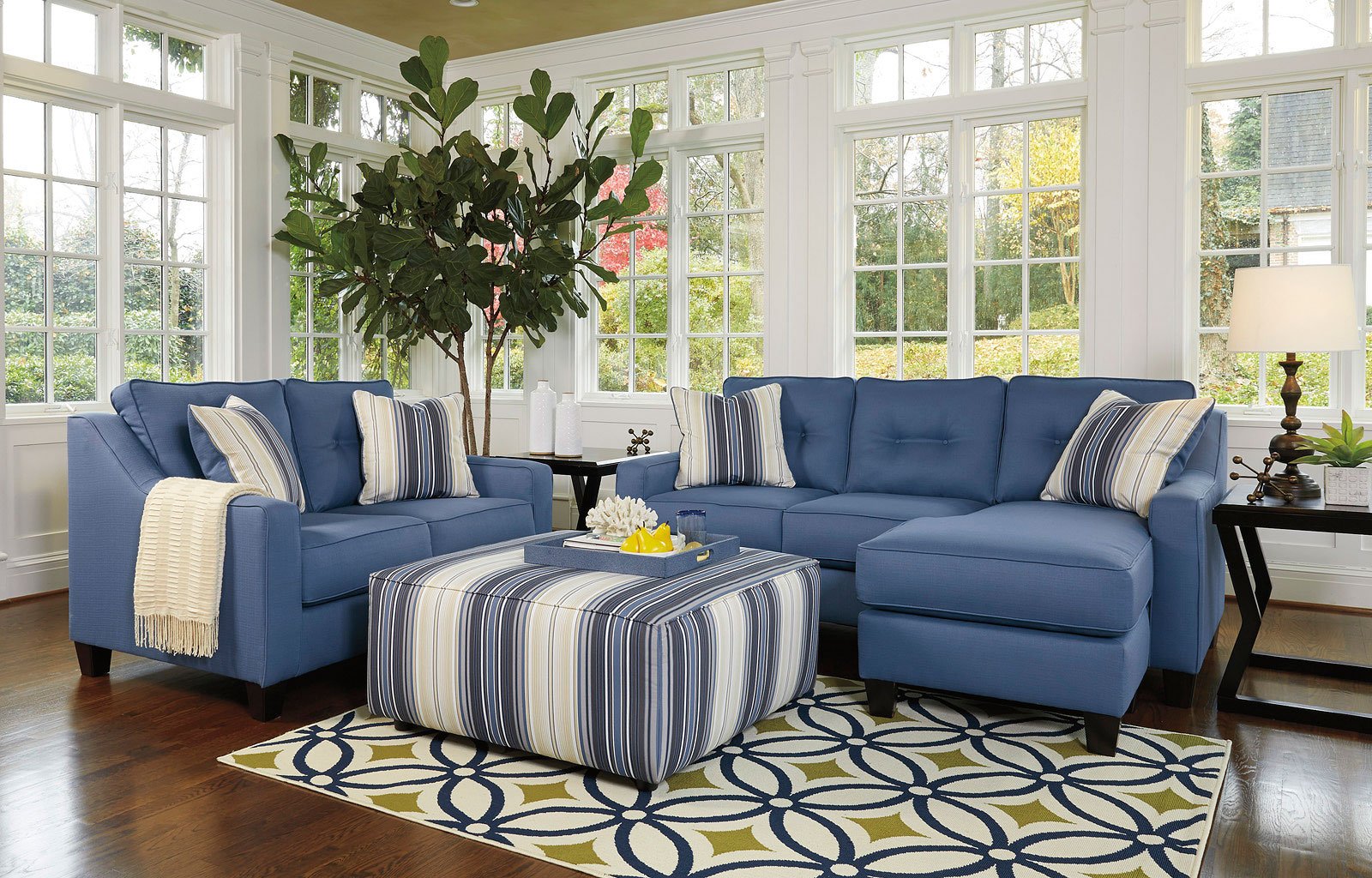 Blue 3 Piece Living Room Set