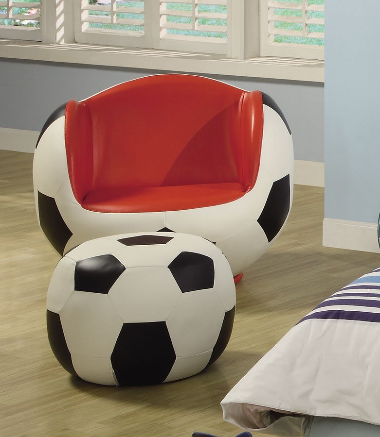 Soccer Kids Swivel Chair W/ Ottoman Crown Mark Furniture Furniture Cart