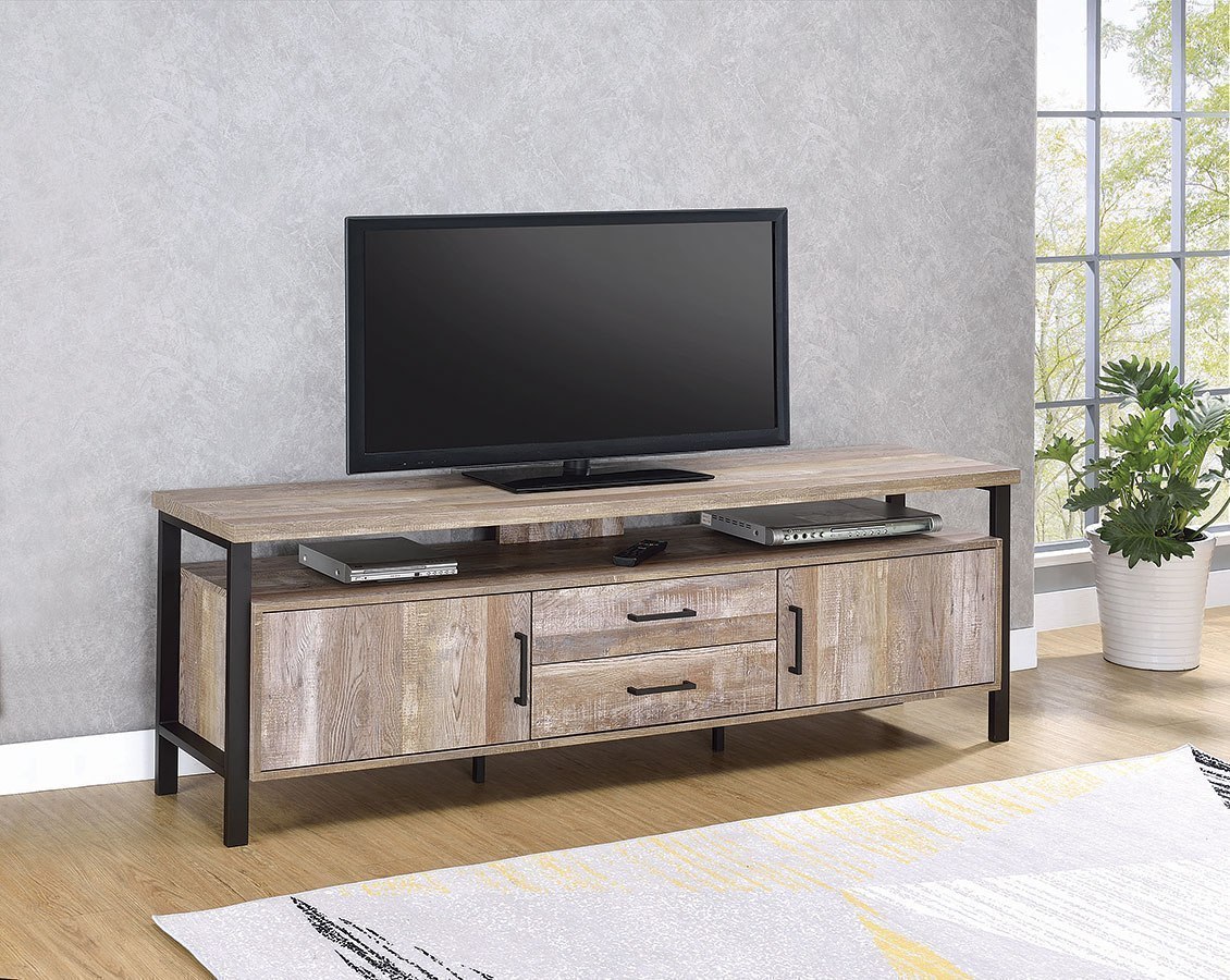 Coaster Curved TV Stand in Black and Silver 