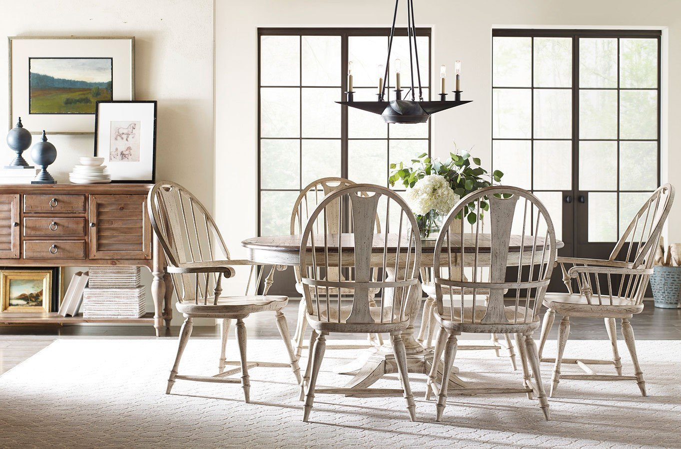 Weatherford Milford Dining Room Set W/ Baylis Chairs (Cornsilk) Kincaid