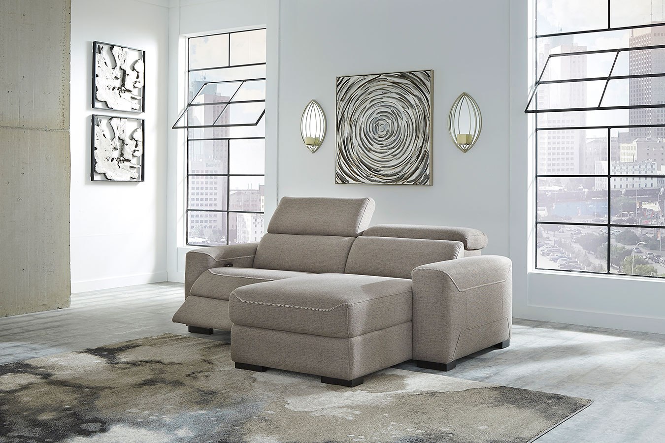 Mabton Gray Modular Power Reclining Right Chaise Sectional Signature Design | Furniture Cart