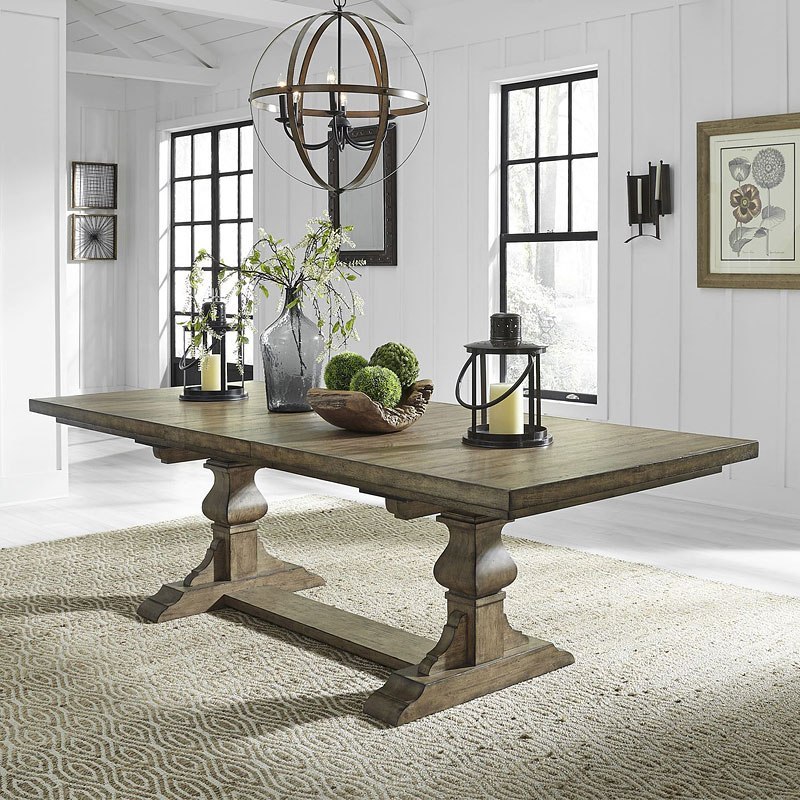 Harvest Home Rectangular Trestle Dining Table (Barley Brown) Liberty