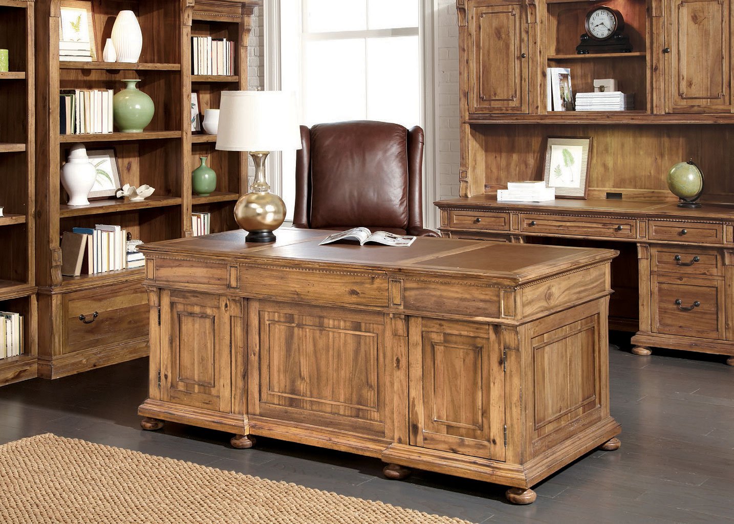 Wellington Hall Executive Home Office Set Hekman Furniture Cart