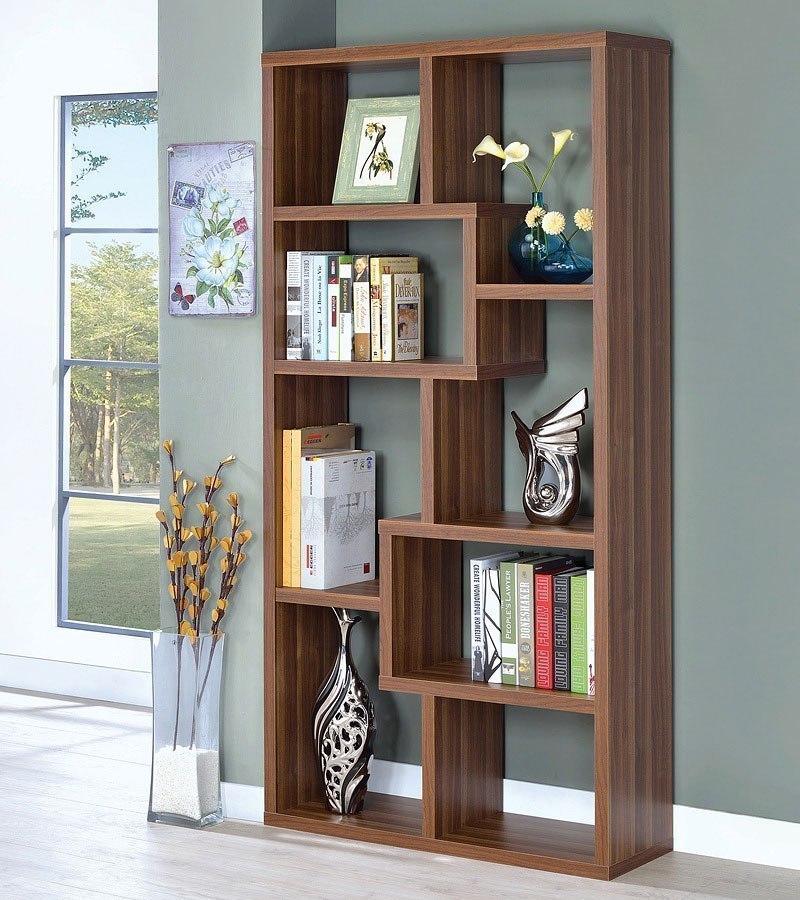 Walnut 8-Shelf Bookcase Coaster Furniture | Furniture Cart