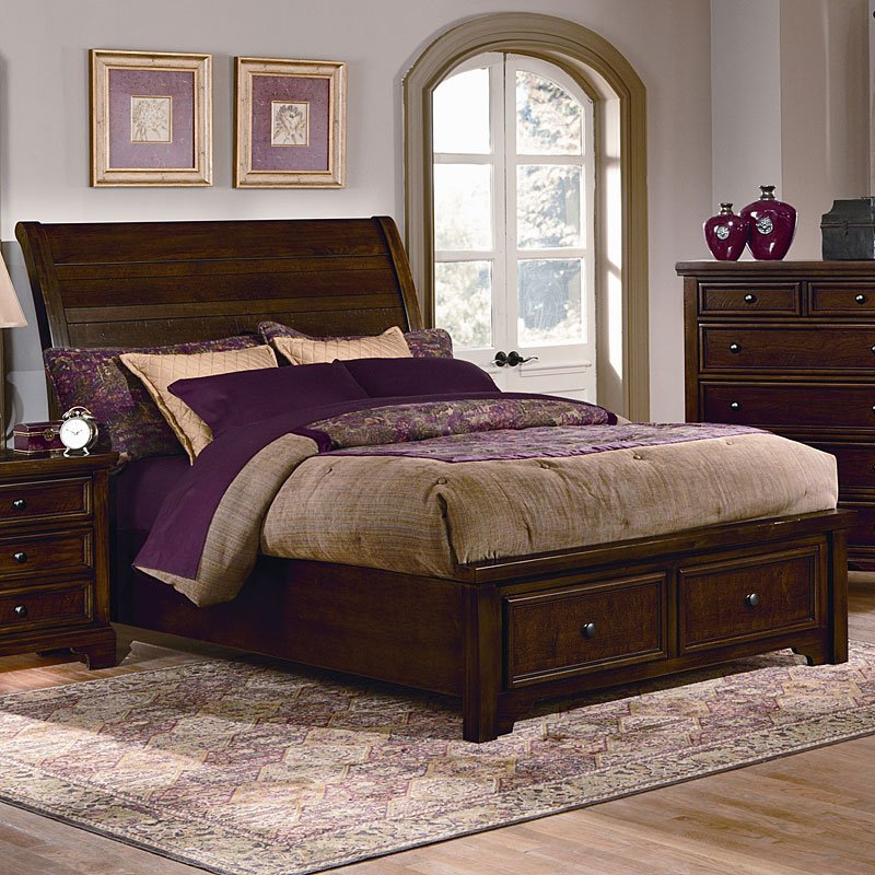 Hanover Sleigh Storage Bed (Cherry) Vaughan Bassett | Furniture Cart