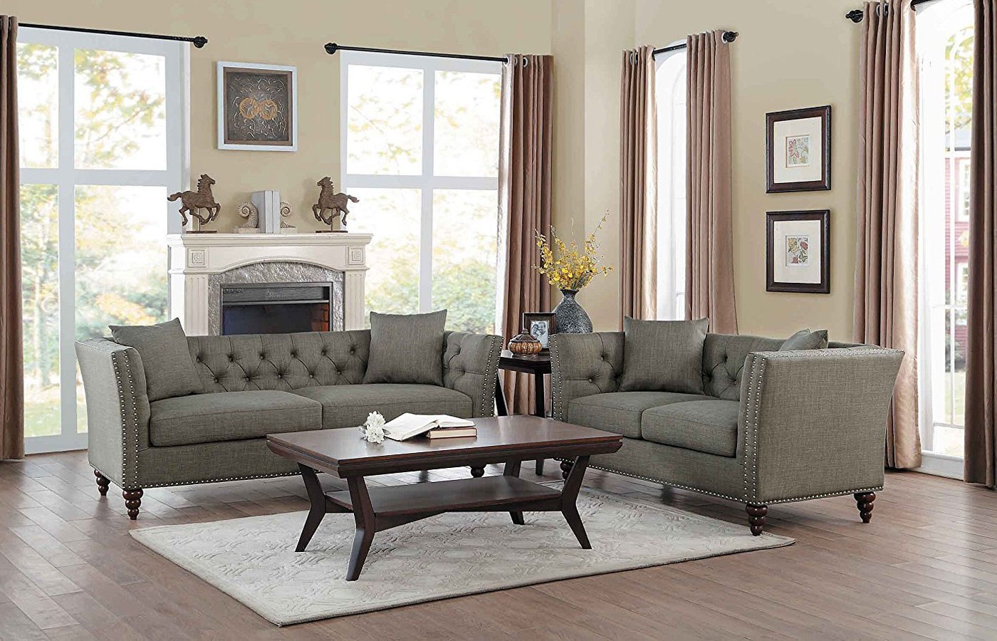 Marceau Living Room Set (Dark Gray) Homelegance ...