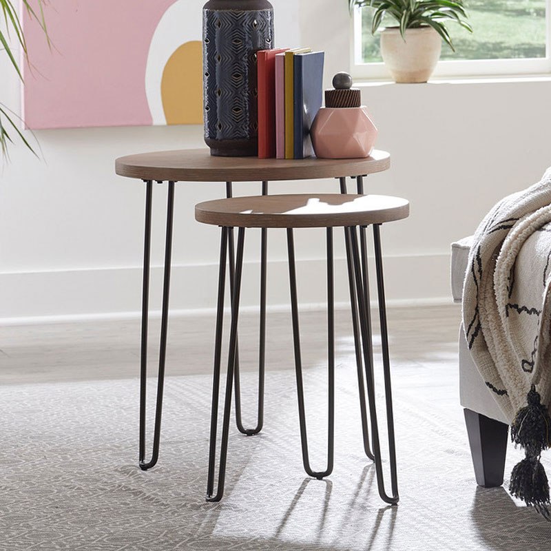 Oblique Round Nesting End Tables Hammary | Furniture Cart