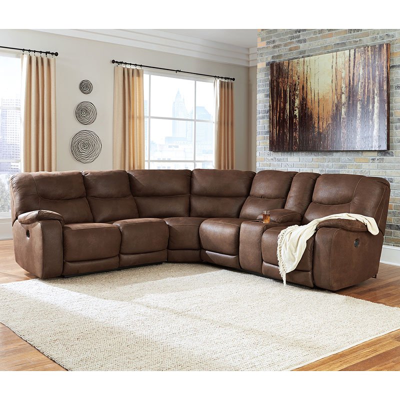 Longview Brown Corner Reclining Sectional BenchCraft Furniture Cart