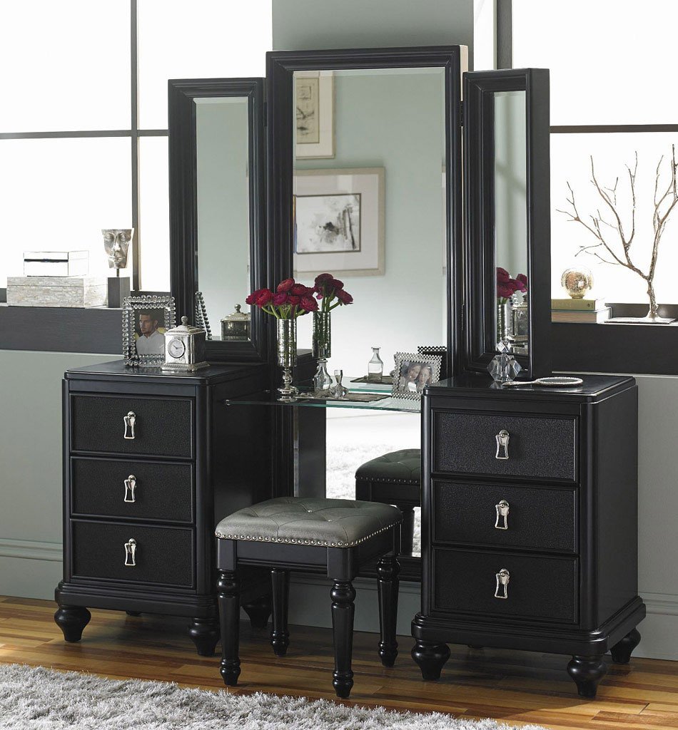 Diva Midnight Vanity Dresser W Stool Samuel Lawrence Furniture