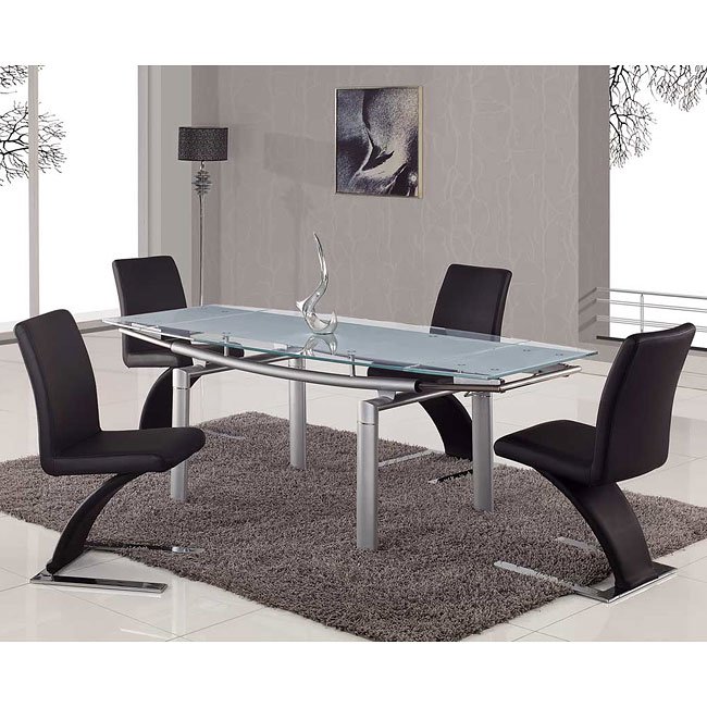 88dt Frosted Top Dining Room Set W Black Chairs Global Furniture 88dt Frosted Top Dining Room Set W Black Chairs