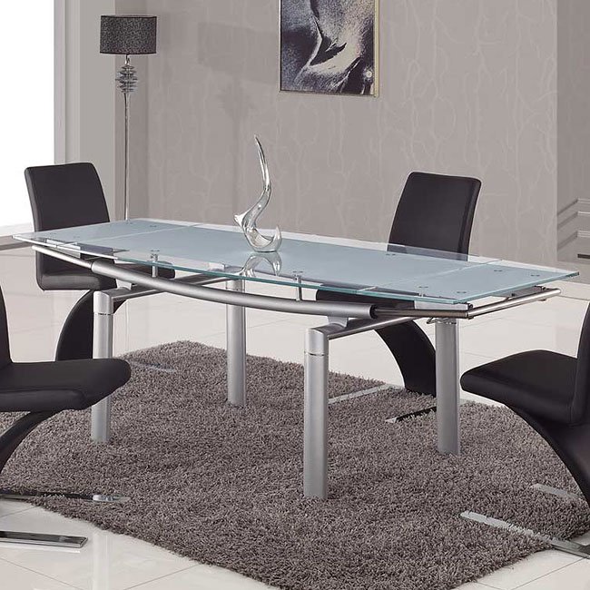 88dt Glass Dining Table W Silver Legs Global Furniture