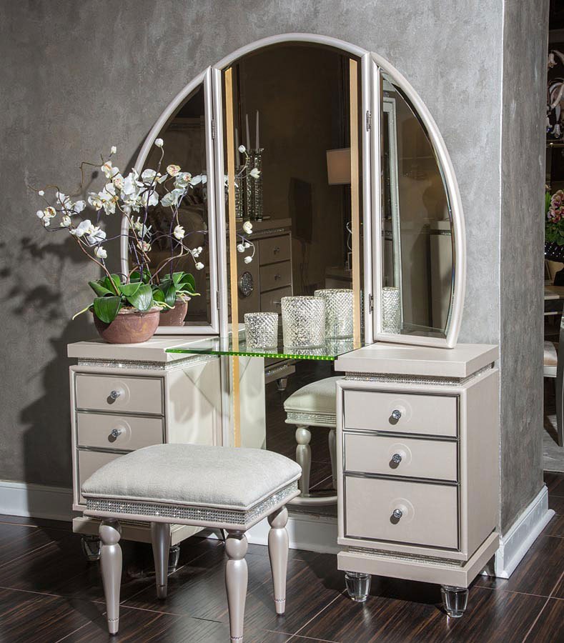 Glimmering Heights Vanity W/ Mirror Aico Furniture Furniture Cart