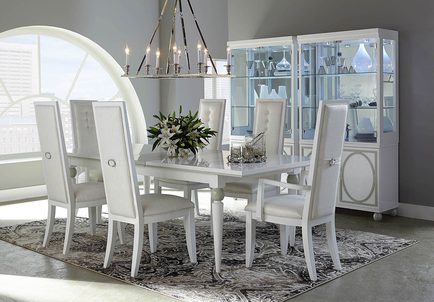 White Dining Room Set / Country Chic 5 Piece Round White ...