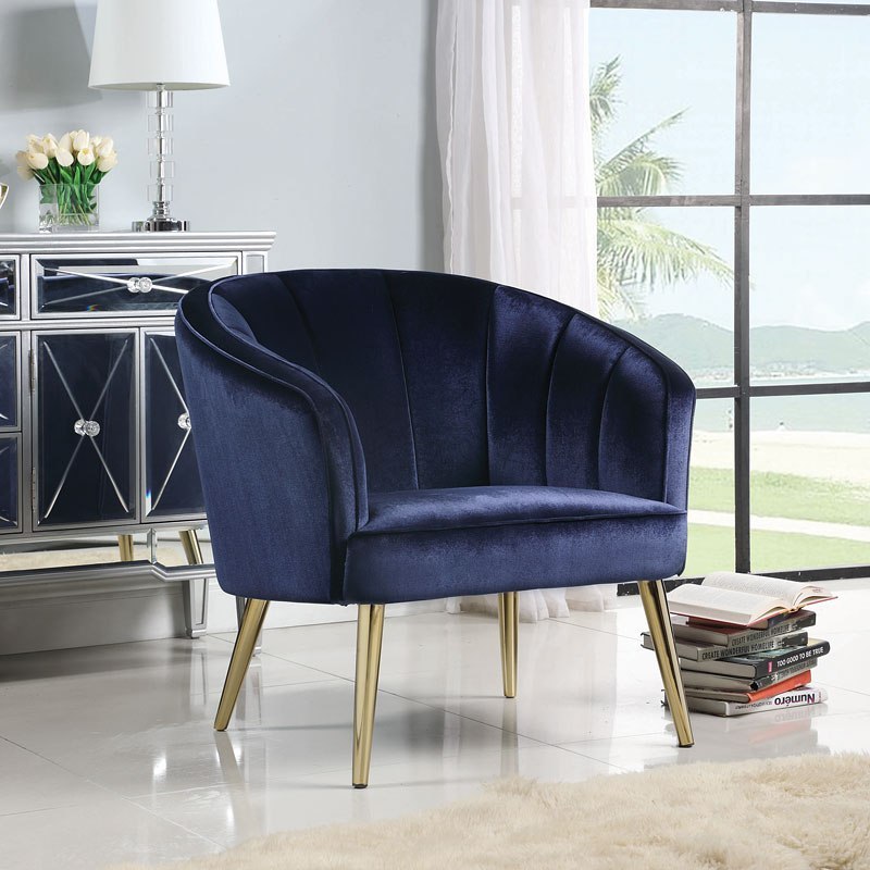 Blue Velvet Accent Chair Coaster Furniture Furniture Cart