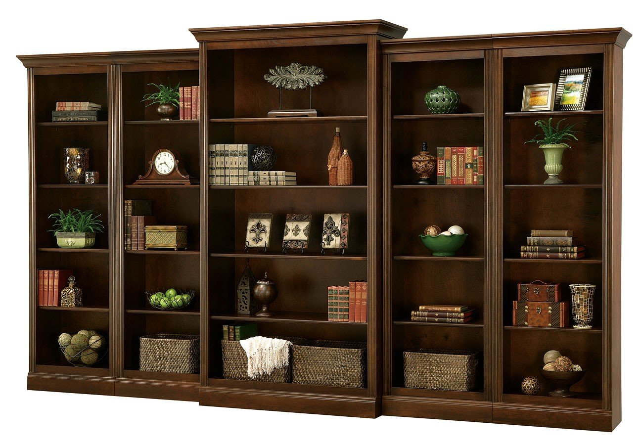 Oxford Large Bookcase Wall (Saratoga Cherry) Howard Miller Furniture Cart