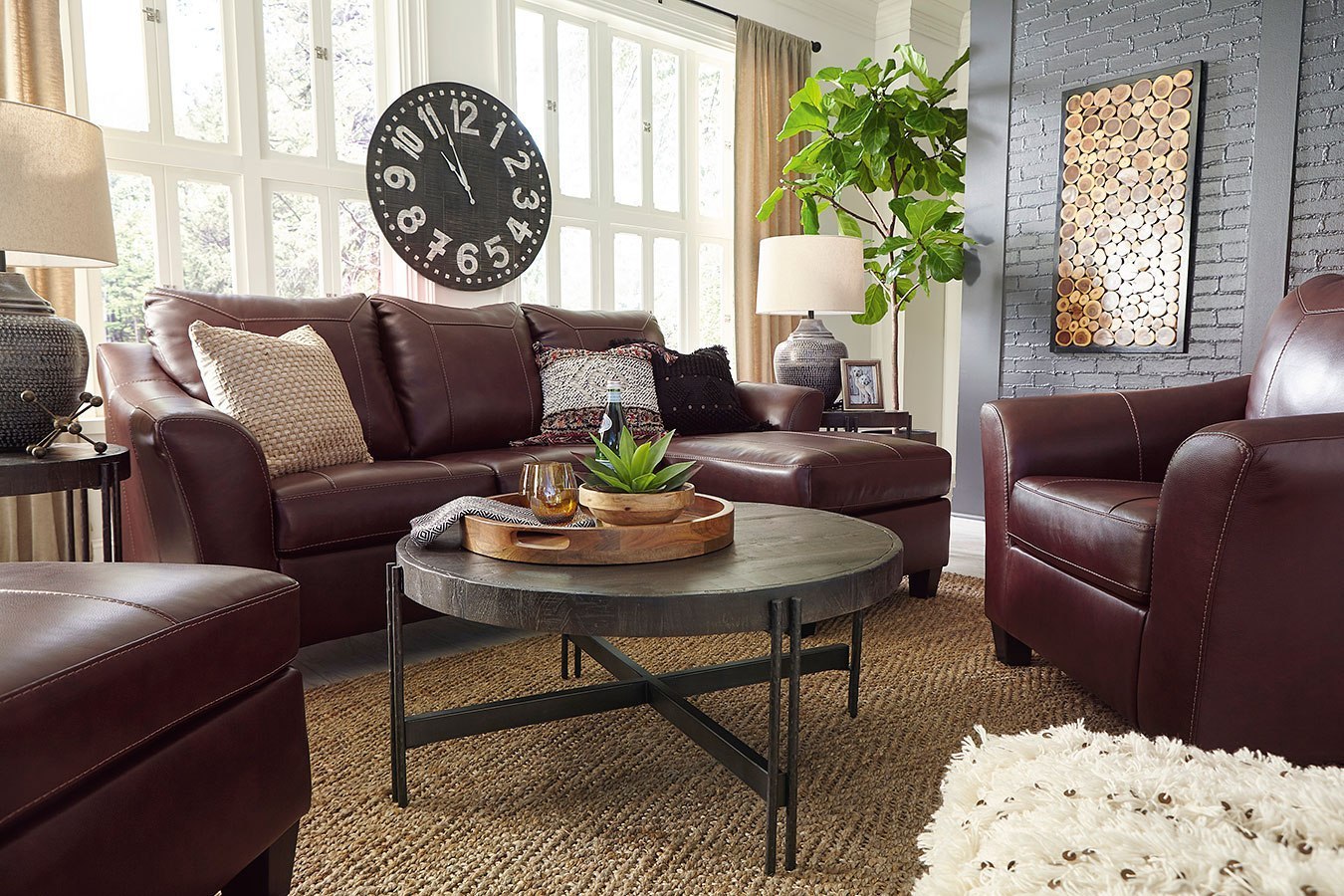 living room furniture on mahogany hardwood