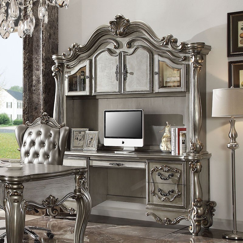 Versailles Executive Desk Antique Platinum Acme Furniture