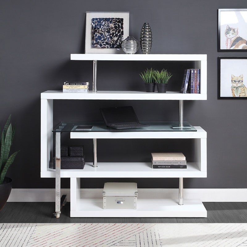 Buck II Writing Desk (White) Acme Furniture Furniture Cart