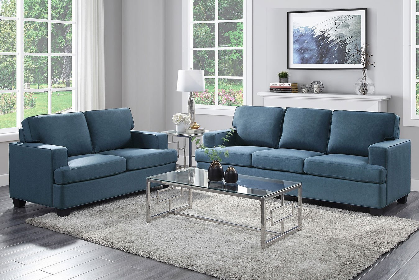 Elmont Living Room Set (Blue) Homelegance Furniture Cart