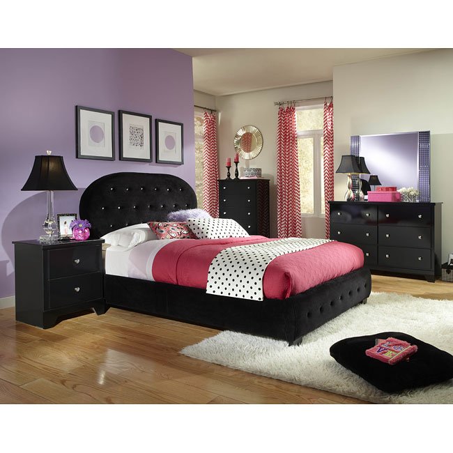 marilyn bedroom set w/ black bed standard furniture | furniture cart