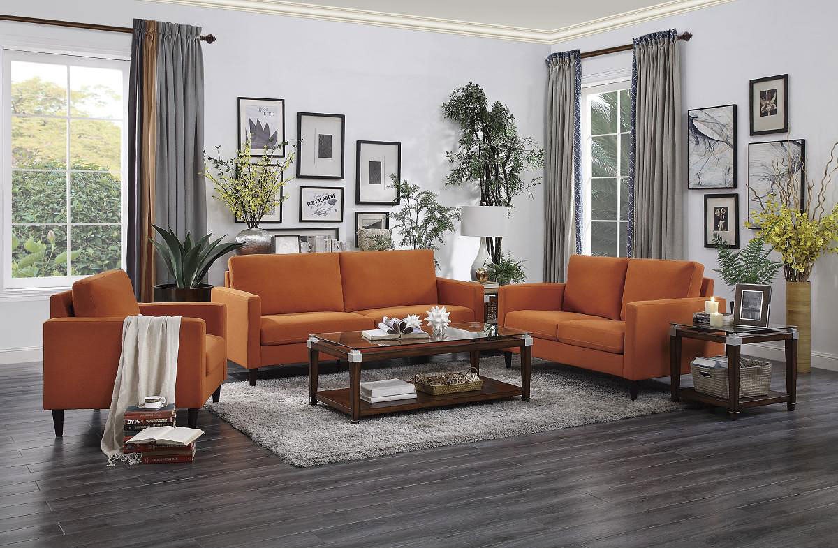Halliday Living Room Set Orange Homelegance Furniture Cart