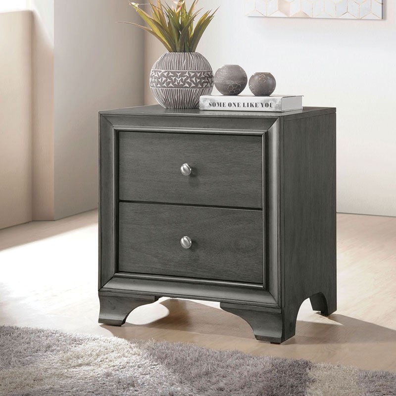 Blaise Two Drawer Nightstand Gray Oak Acme Furniture Furniture Cart